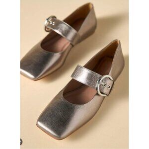 By  Anthropologie Square-Toe Mary Jane Flats Metallic 41/10